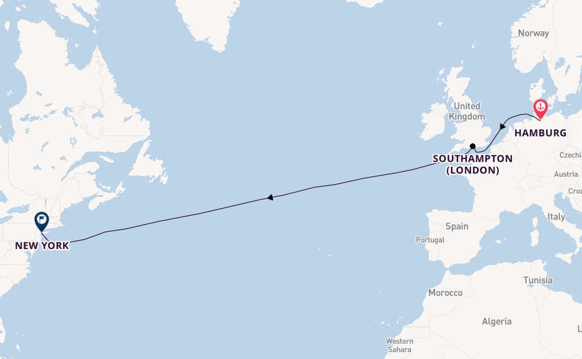 Transatlantic from Hamburg, Germany with the Queen Mary 2