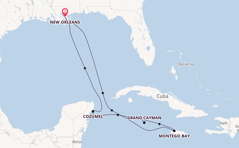 Western Caribbean from New Orleans, Louisiana, USA with the Carnival Liberty