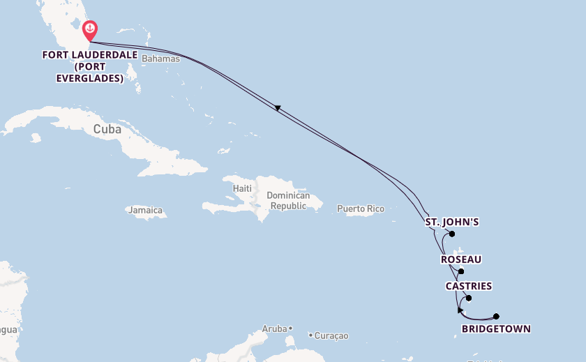 Caribbean from Fort Lauderdale (Port Everglades), Florida, USA with the Celebrity Ascent