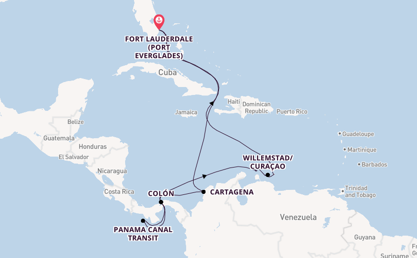 Southern Caribbean from Fort Lauderdale (Port Everglades), Florida, USA with the Celebrity Ascent