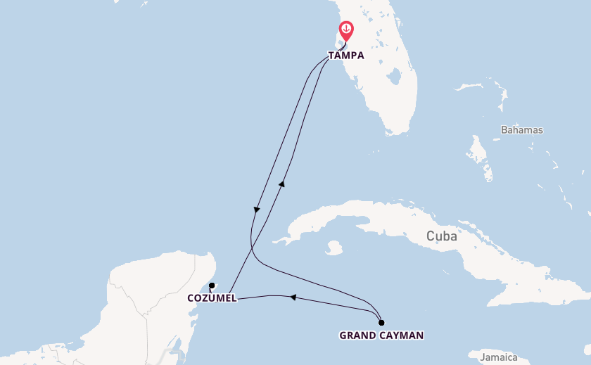 Western Caribbean from Tampa, Florida, USA with the Carnival Paradise