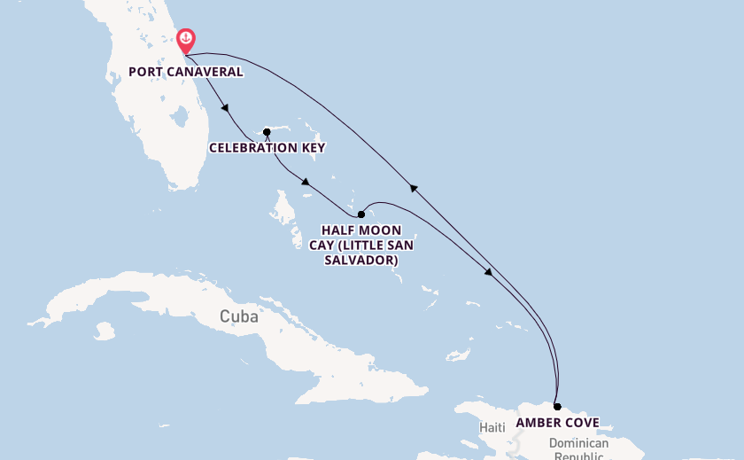 Caribbean from Port Canaveral, Florida, USA with the Carnival Vista