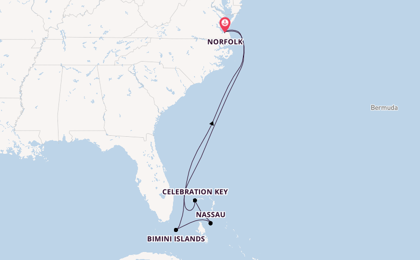 Caribbean from Norfolk, Virginia, USA with the Carnival Sunshine