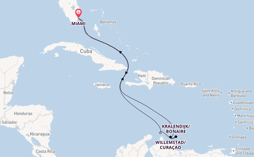 Southern Caribbean from Miami, Florida, USA with the Carnival Horizon