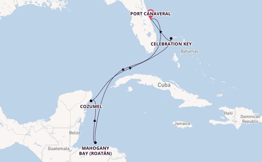 Caribbean from Port Canaveral, Florida, USA with the Carnival Mardi Gras