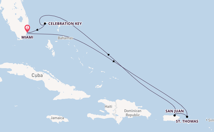 Caribbean from Miami, Florida, USA with the Carnival Celebration