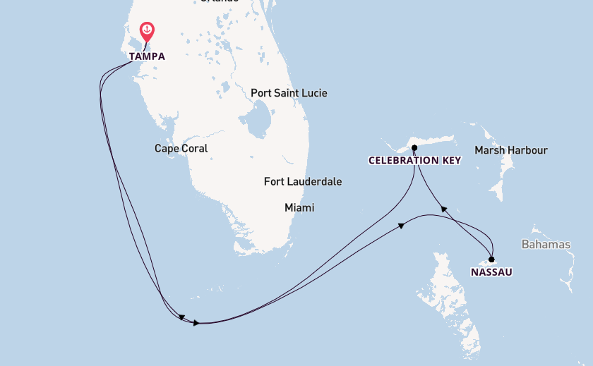 Caribbean from Tampa, Florida, USA with the Carnival Paradise