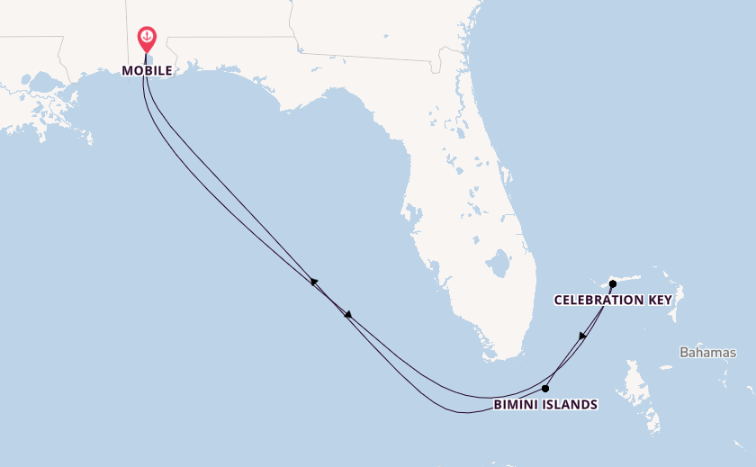 Caribbean from Mobile, Alabama, USA with the Carnival Spirit