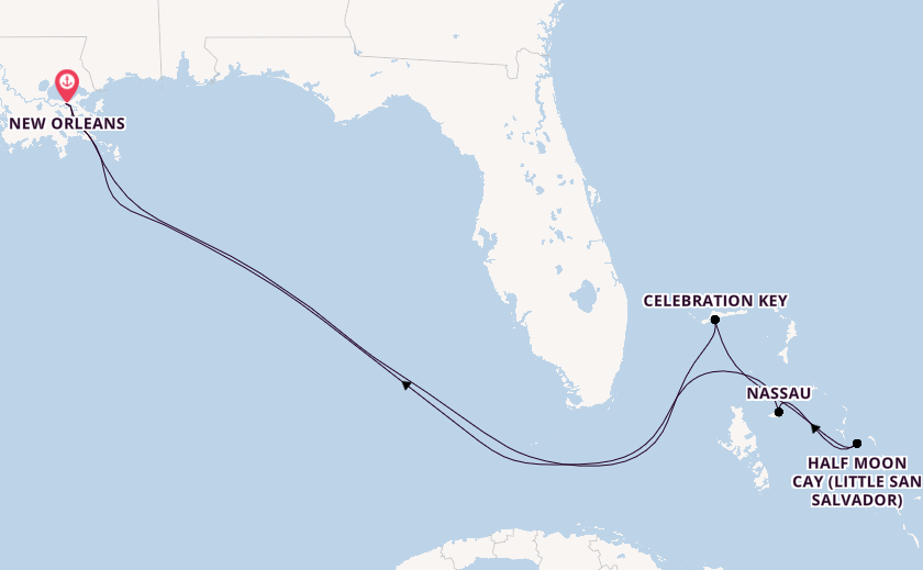 Caribbean from New Orleans, Louisiana, USA with the Carnival Liberty