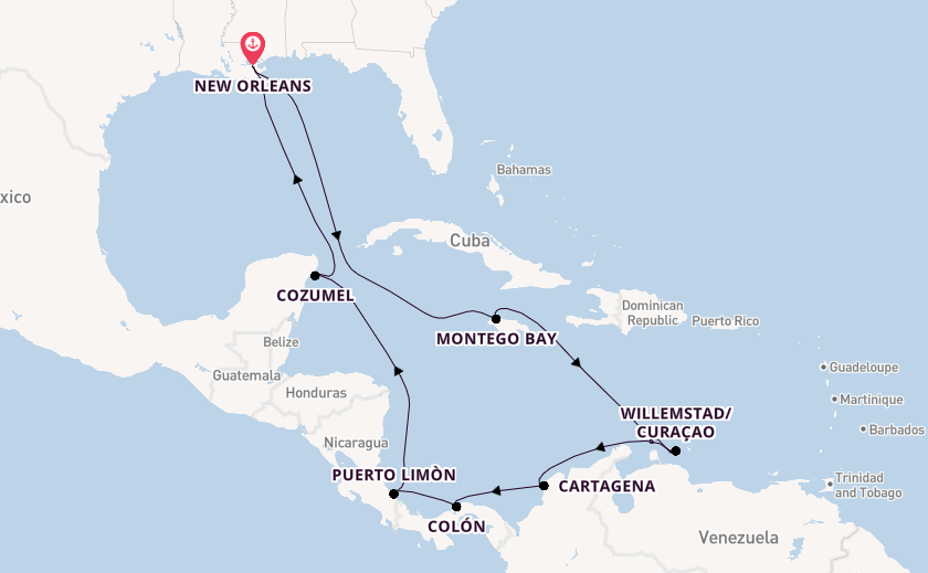 Caribbean from New Orleans, Louisiana, USA with the Carnival Liberty