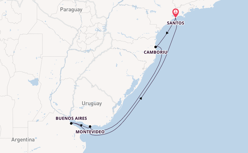 South America from Santos, Brazil with the MSC Seaview