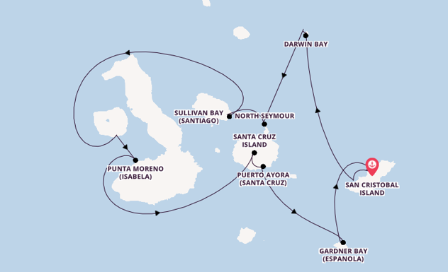 Galapagos Islands from San Cristobal Island, Galapagos, Ecuador with the Silver Origin