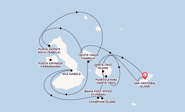 Galapagos Islands from San Cristobal Island, Galapagos, Ecuador with the Silver Origin