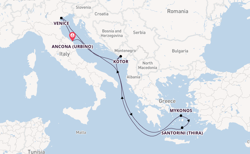 Mediterranean from Ancona (Urbino), Italy with the MSC Lirica