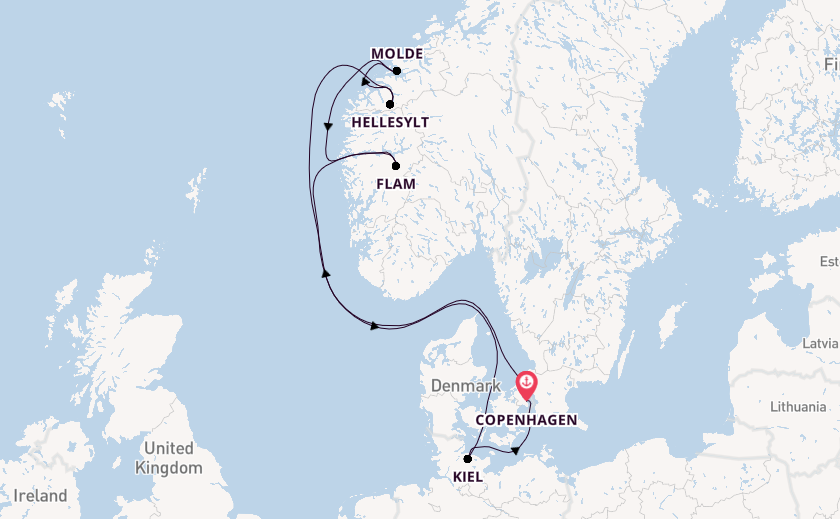 Norway from Copenhagen, Denmark with the MSC Euribia