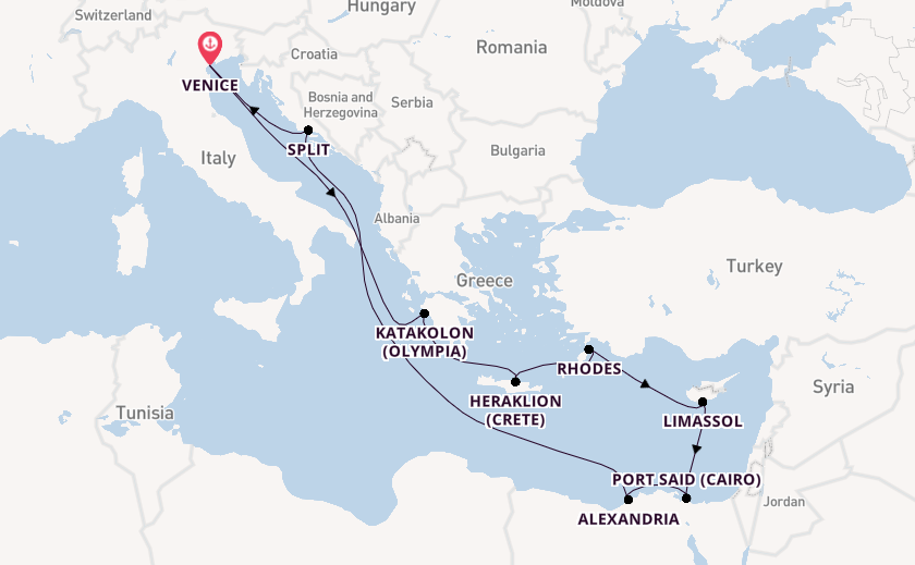 Mediterranean from Venice, Italy with the MSC Lirica