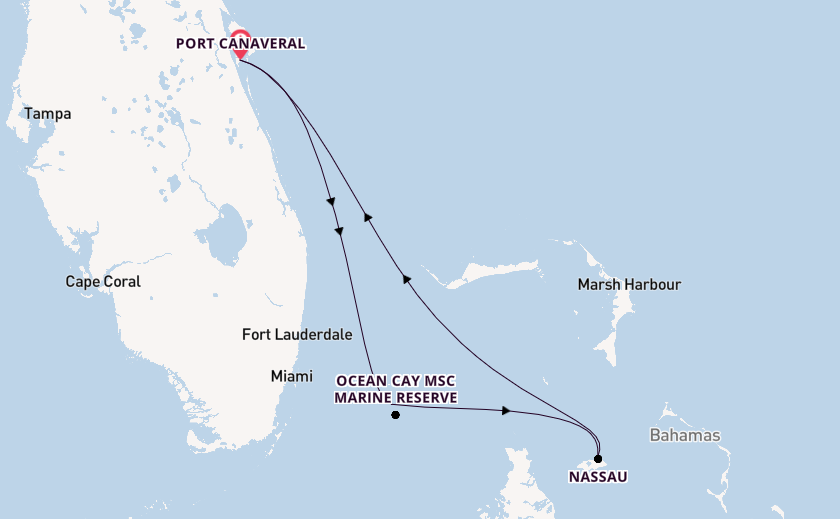 Caribbean from Port Canaveral, Florida with the MSC Seashore
