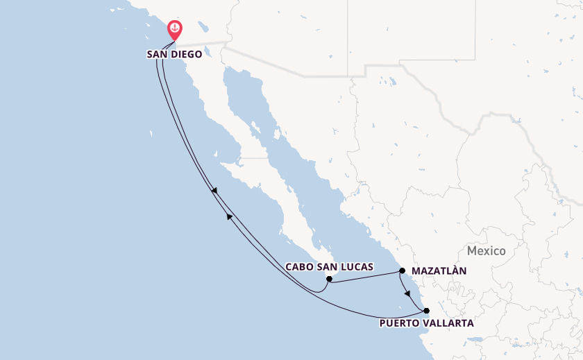 Mexican Riviera from San Diego, California with the Koningsdam