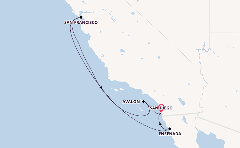 West Coast USA from San Diego, California with the Koningsdam