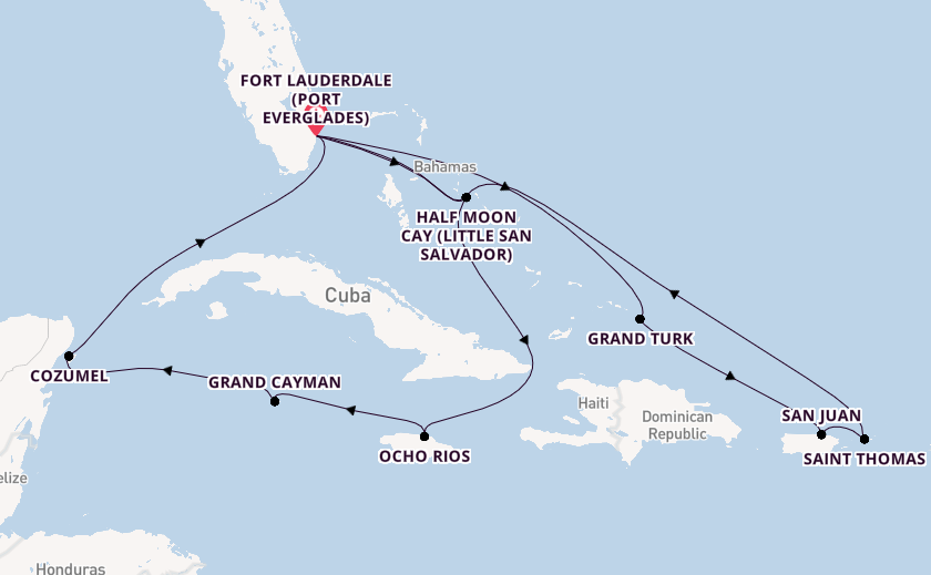 Caribbean from Fort Lauderdale (Port Everglades), Florida with the Nieuw Statendam