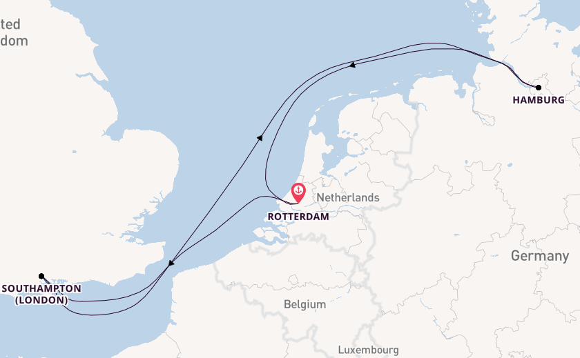 England from Rotterdam, Netherlands with the MSC Preziosa