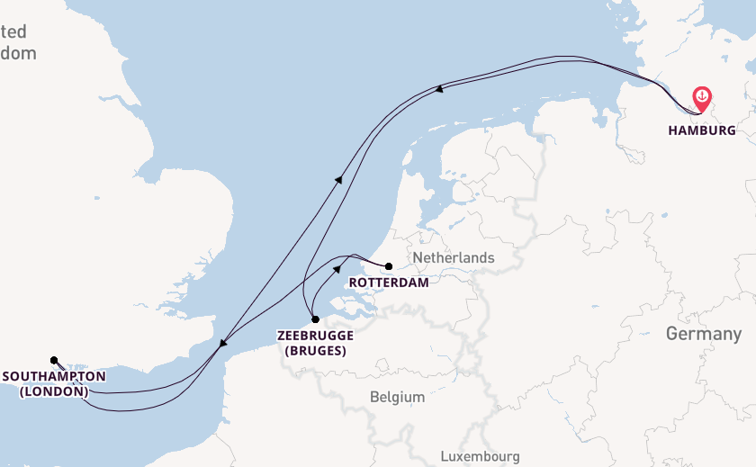England from Hamburg, Germany with the MSC Preziosa