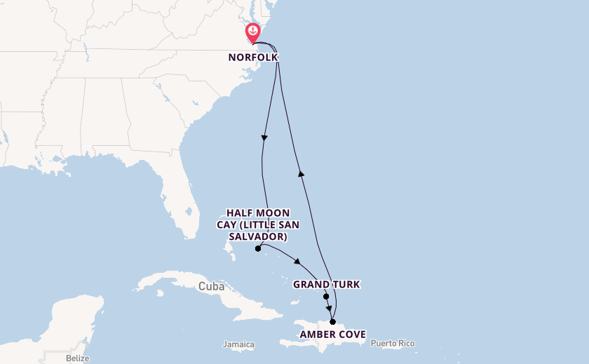 Caribbean from Norfolk, Virginia with the Carnival Sunshine