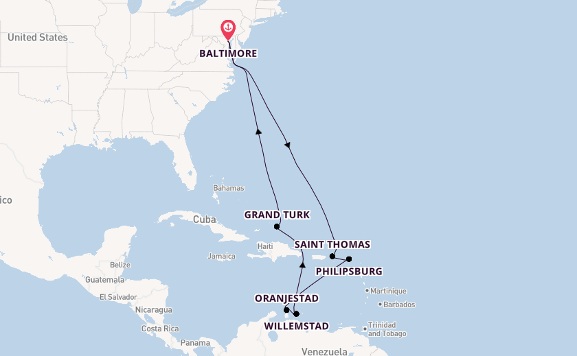 Caribbean from Baltimore, Maryland with the Carnival Pride