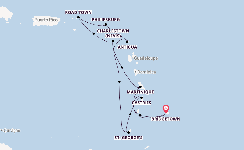 Southern Caribbean from Bridgetown, Barbados with the Arvia