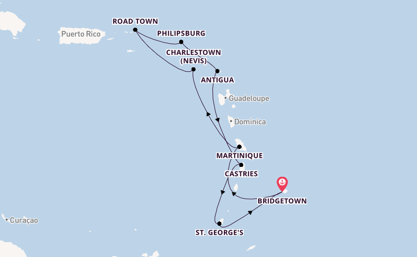 Southern Caribbean from Bridgetown, Barbados with the Arvia