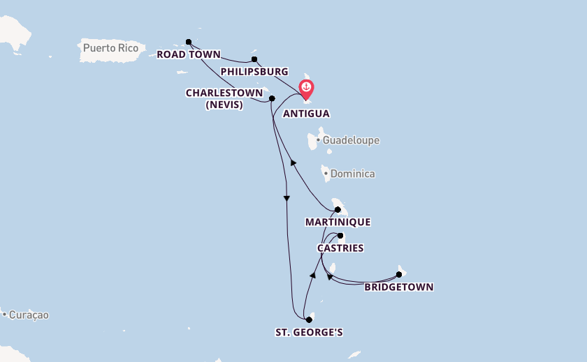Southern Caribbean from Antigua, Antigua and Barbuda with the Arvia