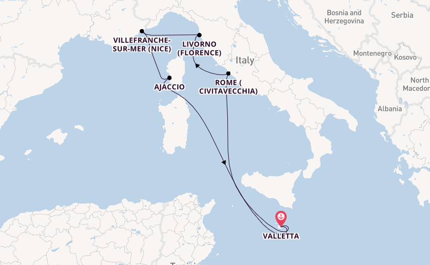 Western Mediterranean from Valletta, Malta with the Azura