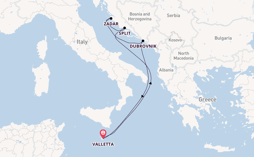Mediterranean from Valletta, Malta with the Azura