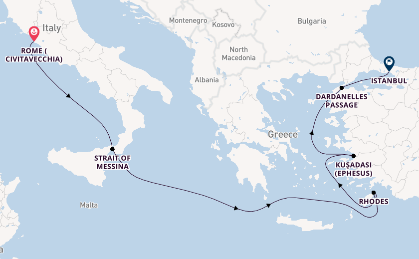 Mediterranean from Rome (Civitavecchia), Italy with the Queen Victoria