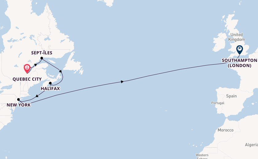 Transatlantic from Quebec City, Quebec, Canada with the Queen Mary 2