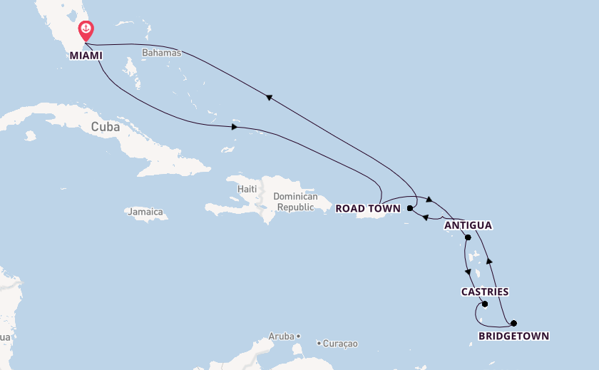 Caribbean from Miami, Florida with the Queen Elizabeth