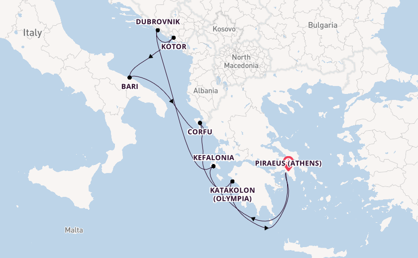 Eastern Mediterranean from Piraeus (Athens), Greece with the Celestyal Journey