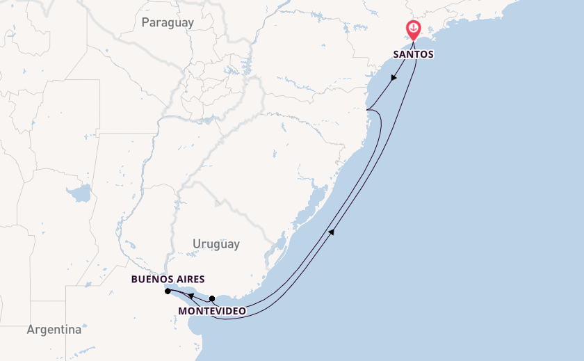 South America from Santos, Brazil with the MSC Seaview