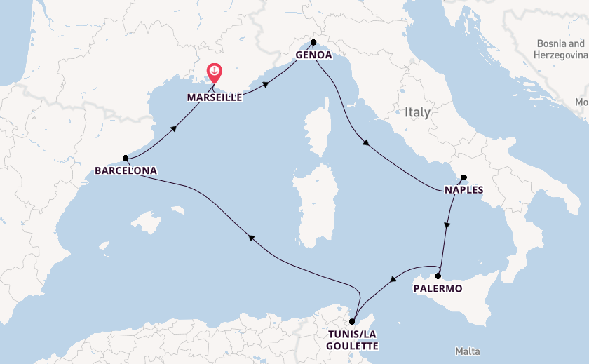 Western Mediterranean from Marseille, France with the MSC Fantasia