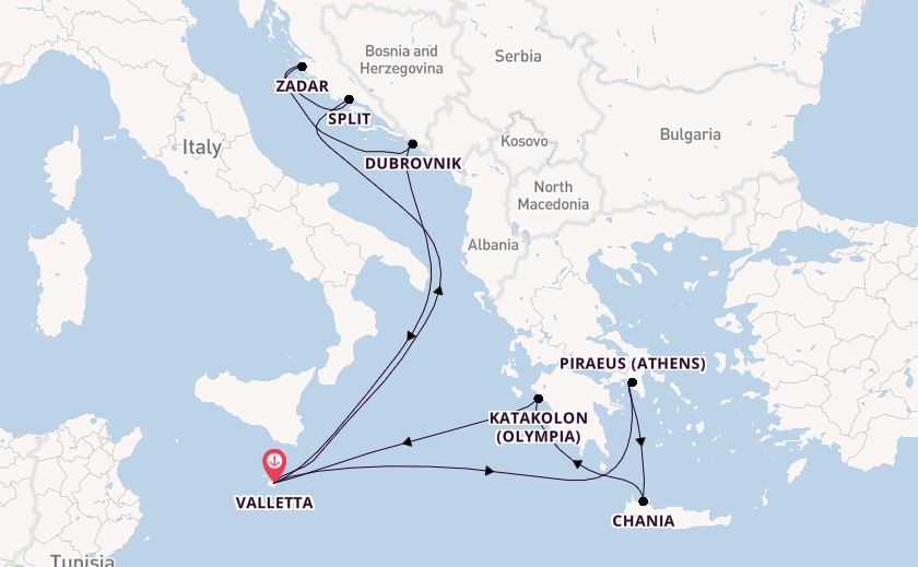Mediterranean from Valletta, Malta with the Azura