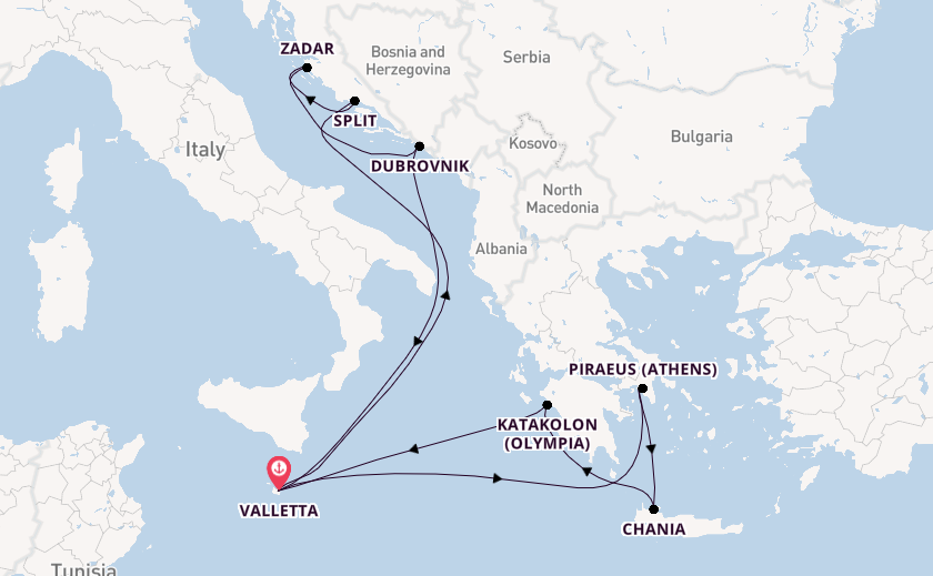 Mediterranean from Valletta, Malta with the Azura