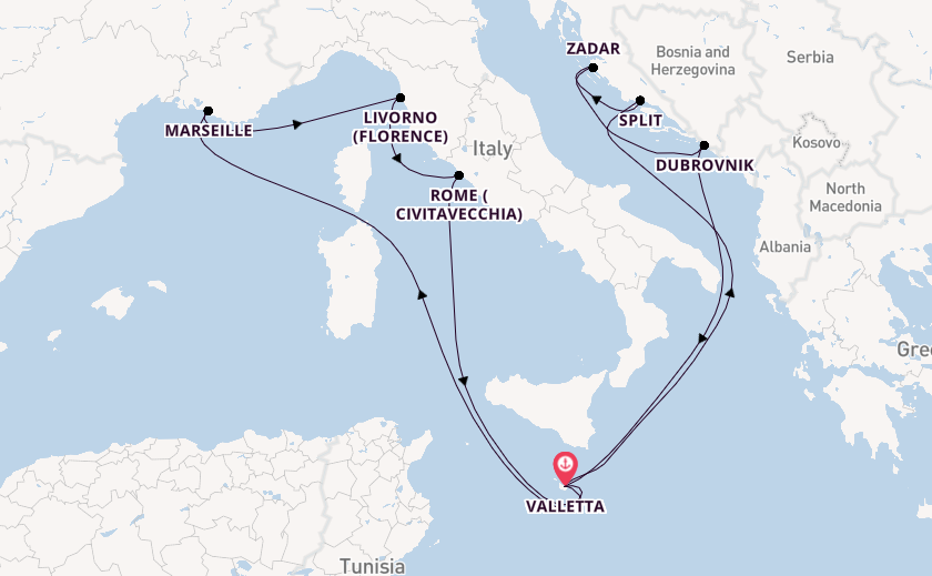 Mediterranean from Valletta, Malta with the Azura