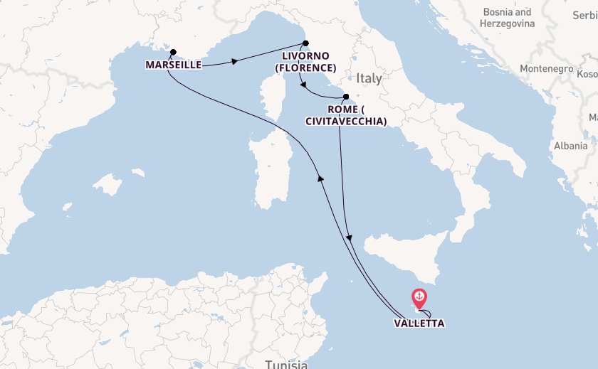 Western Mediterranean from Valletta, Malta with the Azura