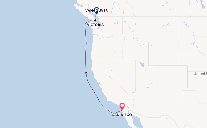West Coast USA from San Diego, California with the Nieuw Amsterdam
