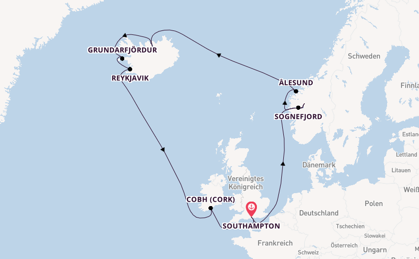 Arktis ab Southampton, Großbritannien auf der Aurora