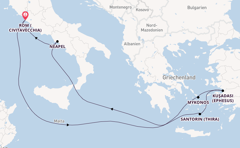 Mittelmeer ab Civitavecchia (Rom), Italien auf der Odyssey of the Seas
