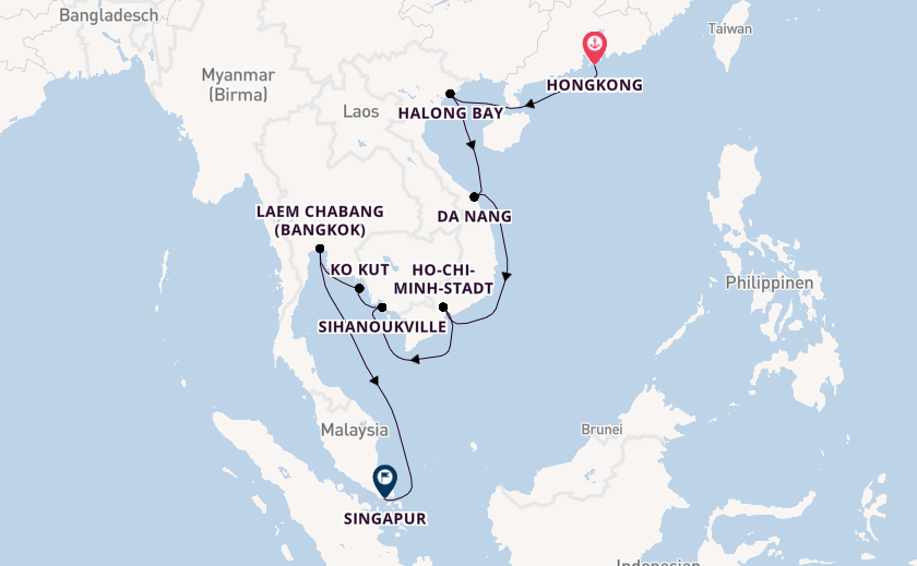 Südostasien ab Hongkong, China auf der Seabourn Encore