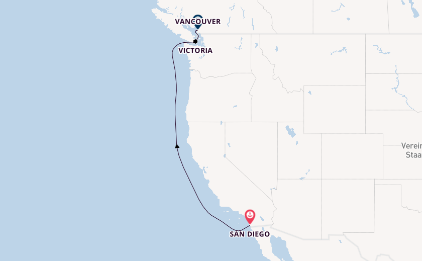 USA Westküste ab San Diego, USA auf der Nieuw Amsterdam