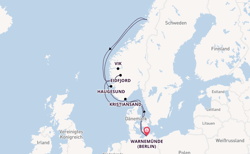Norwegen ab Warnemünde, Deutschland auf AIDAdiva