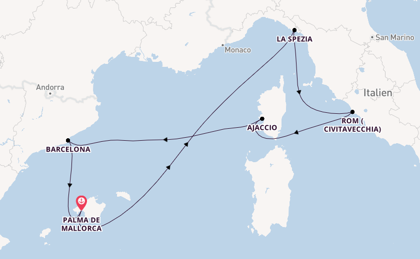 Westliches Mittelmeer ab Palma de Mallorca, Spanien auf AIDAcosma